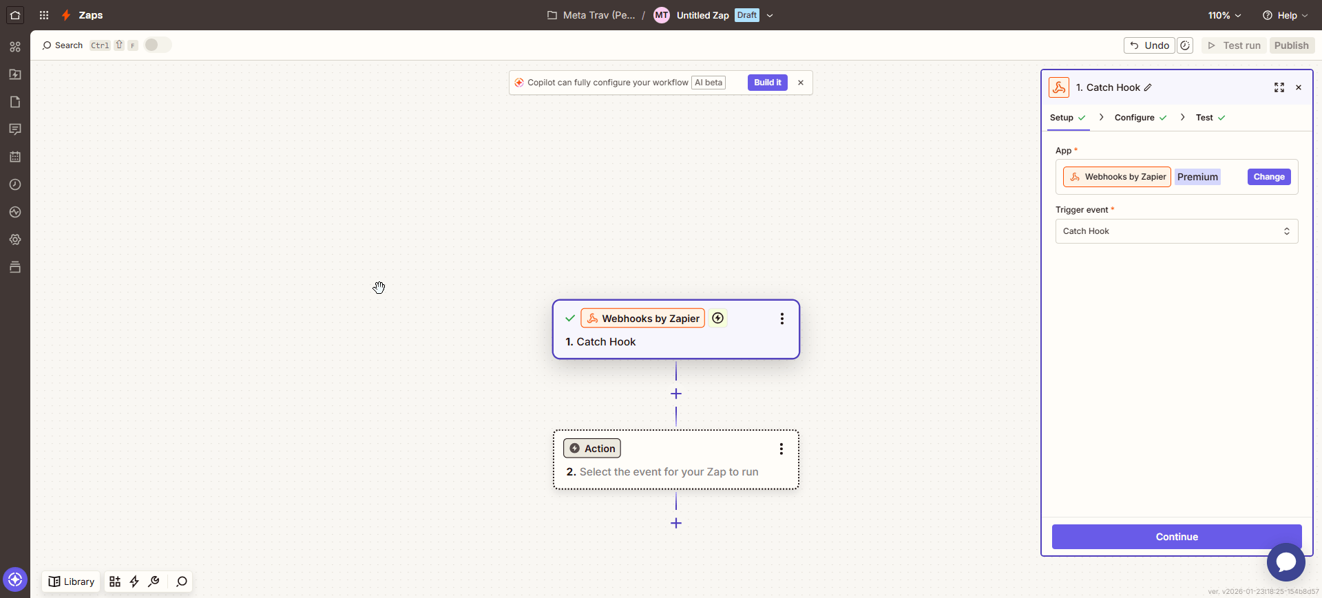 Zapier - Select Webhooks by Zapier as trigger