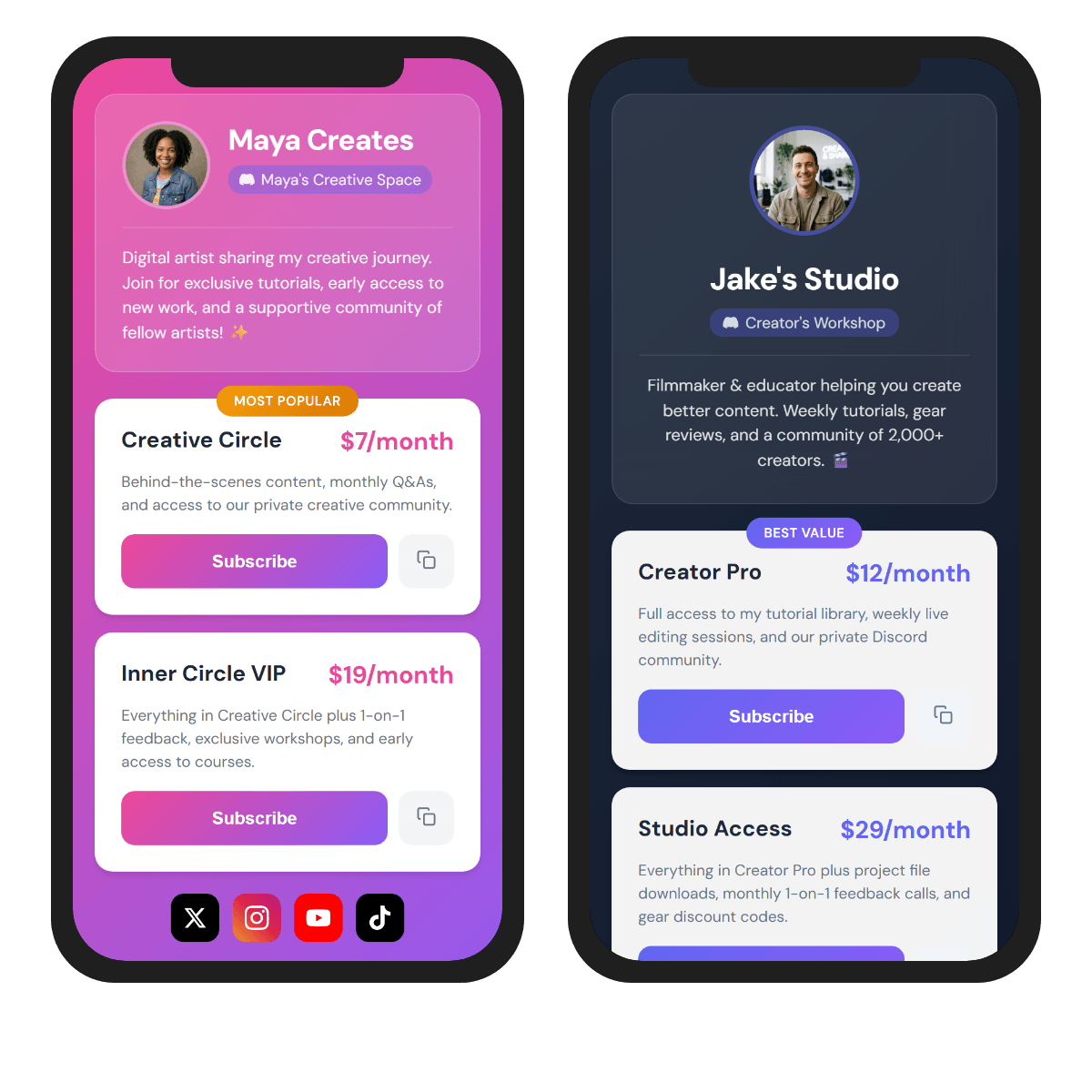 PayBot Stripe Discord integration on mobile, checkout and member portal