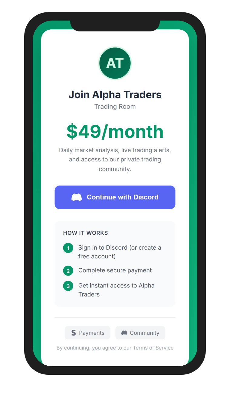 A member checking out through Stripe to join a Discord community