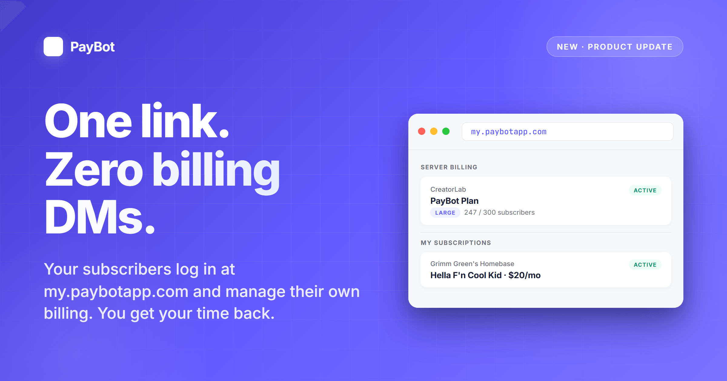 Subscription Portal: One Link, Zero Billing DMs