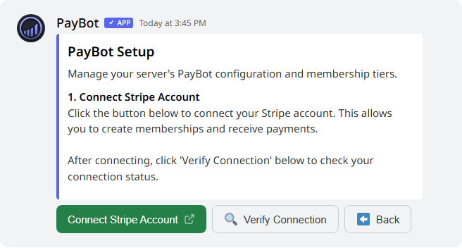 PayBot Stripe connection in Discord
